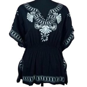 Cristina Blouse Embroidered MEDIUM Black White